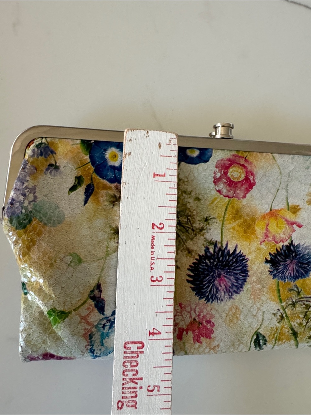 Hobo double sided folding Leather wallet Spring Floral Teal lining organization - Picture 14 of 16